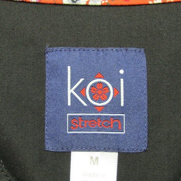 Koi Stretch Black Scrub Top Womens Size M 5 Pocket V Neck Nurse Vet Tech CNA Lab - Picture 9 of 13